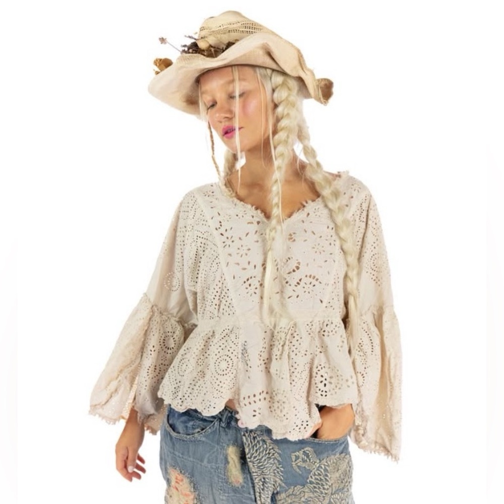 Magnolia Pearl Eyelet Selah Blouse in Moonlight Top - Picture 2 of 14